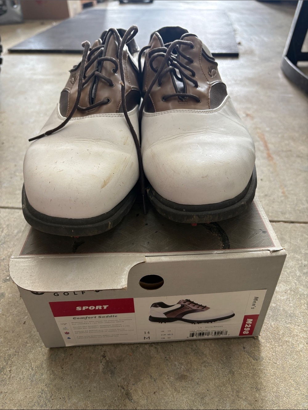 Callaway Men's Two-Tone White and Brown Golf Shoes - Lace-Up Comfort